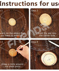 Frienda 300 mm round center finder compass with clear acrylic circle gauge for drawing circles; four-step guide.