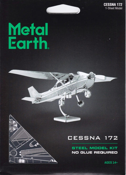 Cessna 172 Airplane 3D Metal Model Kit For Hobbyists Unassembled No Glue Or Solder Needed Easy Clip And Bend Build With Tweezers