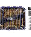 276 Piece Titanium Heavy Duty Twist Drill Bit Set With S2 Bits 135 Degree Point High Speed Steel in Clear Lid Case