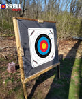 Archery Target Face for Field Point Practice 34x34 Inches, standing outdoors for backyard practice, showing target details.