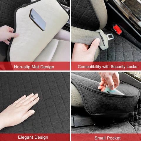 Linen Front Seat Covers Breathable Soft Cloth Car Seat Protector Universal Fit With Non-slip Mat Design and Small Pocket