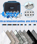 Diamond hole saw kit with pilot bit by ZNXIMER; blue carrying case and assorted tile/stone hole saws