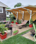 Outdoor patio scene with Heavy Duty Waterproof Vinyl Tarp With Rustproof Grommets For Truck Covers And Construction Work Outdoor Protection