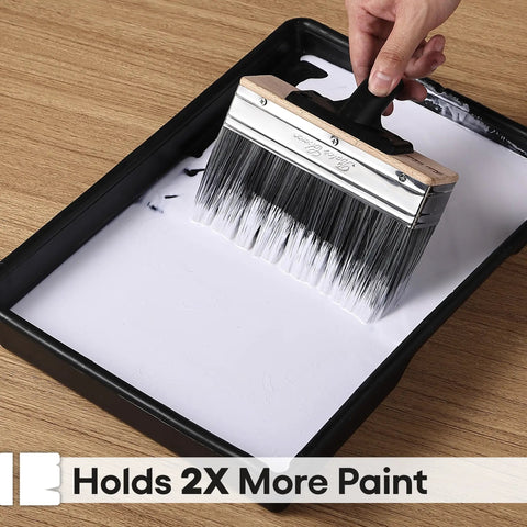 Deck Stain Brush 7.5 Inch Wood Stain Applicator with Premium Synthetic Bristles in paint tray