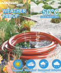 Heavy Duty 25 Foot Indoor Outdoor Extension Cord Waterproof 16 AWG 3 Conductor SJTW 3 Prong Grounded Power Cable Orange 13A 1625W ETL Listed Weatherproof For Home Garage And Job Site coiled in garden in cold resistance test at -50°C.