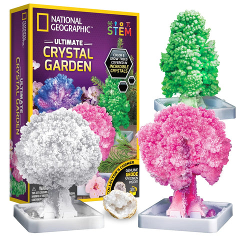 Crystal Growing Kit For Kids Grow A Crystal Garden In Just 6 Hours Hands On STEM Craft For Boys And Girls Geode Project Educational Arts And Crafts Activity With Colorful Crystals Tree Growth And Creative Science Fun featuring colorful crystal trees and geode with box