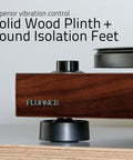 Elite High Fidelity Vinyl Turntable With Audio Technica AT95E Cartridge Belt Drive Built In Preamp Adjustable Counterweight High Mass Walnut MDF Plinth For Rich Analog Listening And Studio Quality Sound, walnut wood plinth and isolation feet