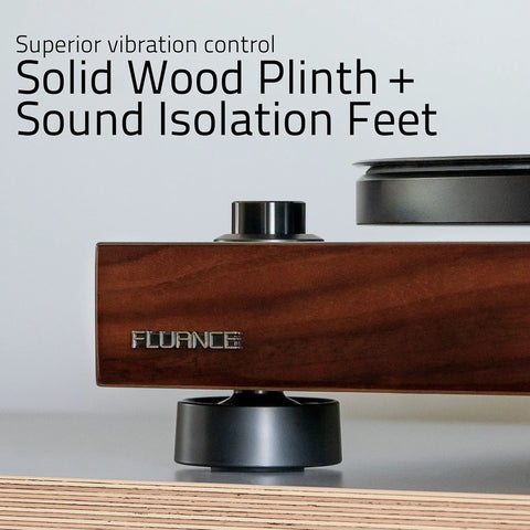 Elite High Fidelity Vinyl Turntable With Audio Technica AT95E Cartridge Belt Drive Built In Preamp Adjustable Counterweight High Mass Walnut MDF Plinth For Rich Analog Listening And Studio Quality Sound, walnut wood plinth and isolation feet