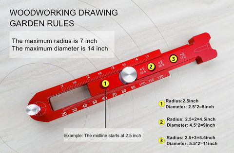 Tough As Nails Aluminum Woodworking Compass Scriber Smooth Operator adjustable red compass with metric and inch markings