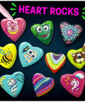 Glow In The Dark Heart Rock Painting Kit For Kids Ages 4 To 12, STEM Craft Set With puffy paint heart rocks in colorful designs