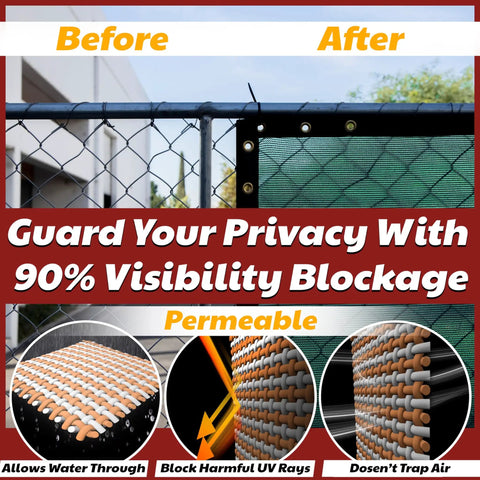 Five Foot By Fifty Foot Poolside Privacy Screen For Fences Heavy Duty Windscreen With Bindings And Grommets Delivers Ninety Percent Blockage
