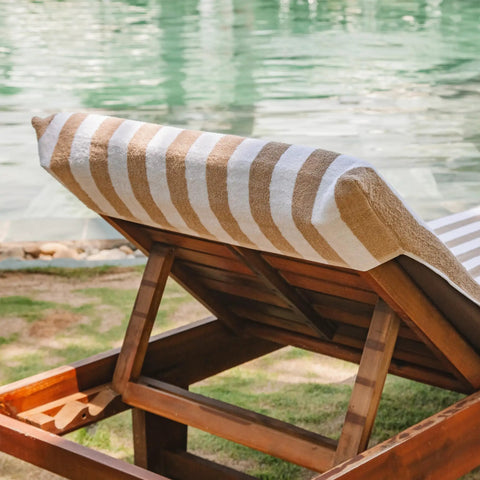 Two Pack California Style Chaise Lounge Cover Towels With Pockets Striped 100 Percent Cotton Cabana Covers For Beach Pool Outdoor Chairs