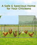 Spire Shaped Walk In Chicken Coop With Waterproof UV Cover, Heavy Duty Outdoor Metal Poultry Run For Backyard Farm in field