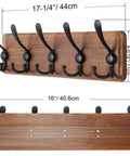 Rustic Wall Mounted Coat Rack With 16 Inch Stud Spacing Pine Real Wood Plank 5 Triple Hooks Farmhouse Wall Hanger