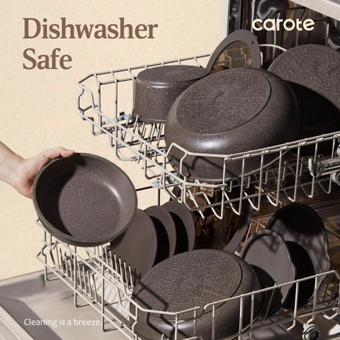 21 Piece Pots And Pans Set With Detachable Handles Nonstick Cookware Induction Compatible Oven Safe Dishwasher Safe in dishwasher