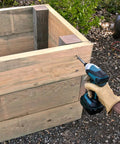 Exterior Grade Timber Screws 0.220 Inch By 4 Inch Double Barrier Coated Washer Head Sawtooth Point used on outdoor wood project