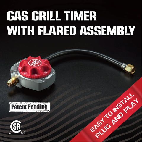 Safety Auto Shut Off Gas Timer For Propane And Natural Gas With 0-60 Minute Preset, 100,000 BTU, 3 Eighths Inch Flared Connector And Hose