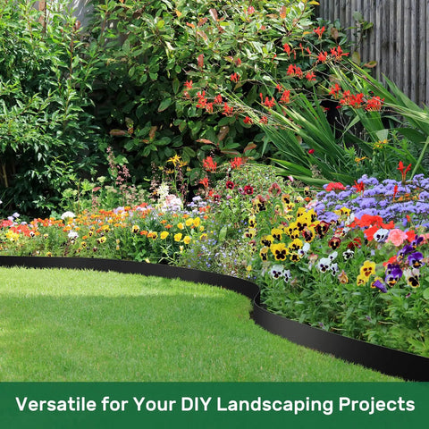 No Dig Landscape Edging Kit For Lawn And Flower Beds 49 Feet Flexible Plastic Border 3 Inch High With 30 Stakes Easy Install