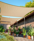 16x16 Ft Sand Shade Sail Sun Shield UPF50 Square Canopy For Patio And Carport Water And Air Permeable UV Resistant Heavy Duty