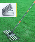 Heavy Duty Carbon Steel Lawn Leveling Rake 6 Ft Yard Leveler For Soil Sand Grass 30 By 10 Inch on grass surface