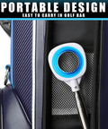 Performance Golf Ball Retriever With Thick Stainless Steel Shaft And Rubber Grip stored in a golf bag