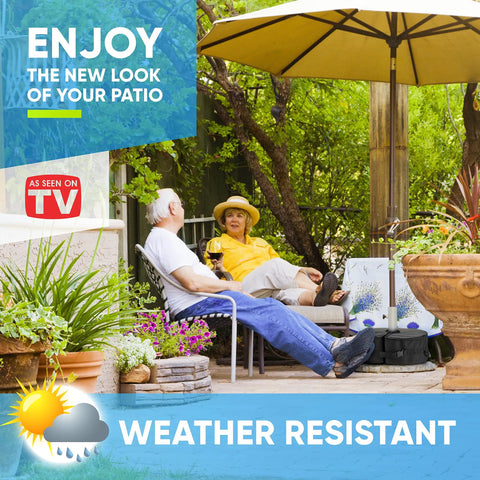 Heavy Duty 18 Inch Round Umbrella Base Weight With Side Slot Opening For Offset Cantilever And Outdoor Patio Umbrellas.