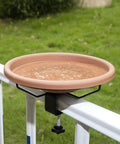 Deck Mounted Bird Bath Bowl For Balcony Railings 12 Inch Unheated Outdoor Bird Bath With Fence Clamp and Detachable Design