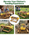 Carbonized Wooden Chicken Picnic Table Feeder With Two Water Dispensers No Mess Poultry Feeder Easy To Clean And Fill