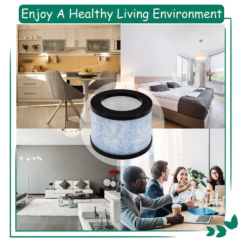True HEPA Replacement Filter 2 Pack For AROEVE MK01 MK06 air purifier in various home environments.
