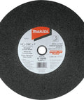 14 Inch Ferrous Metal Cut Off Wheel, 7/64 Inch Thick, 1 Inch Arbor, shown with central label and rough surface texture