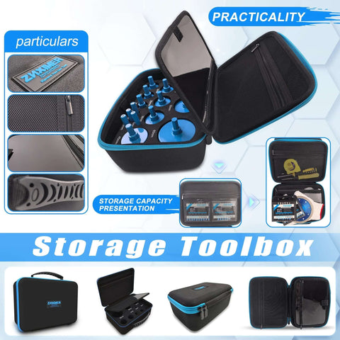 ZNXIMER tile hole saw kit with diamond drill bits; 16-piece set in blue-trim zip case