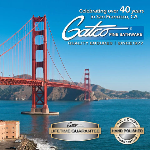 Golden Gate Bridge with Gatco Fine Bathware lifetime guarantee and handcrafted quality icons