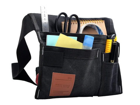 Six Pocket Tool Belt Pouch For Carpenters And Gardeners With Adjustable Waist Belt Durable Canvas Nylon Construction