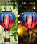 Blue Purple Hot Air Balloon Solar Lantern For Garden Decor Lit Flickering Flame Hanging Outdoor Light For Yard Porch Tree Party Solar Powered Garden Lamp Gift For Mom