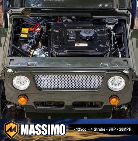 Engine compartment of Mini 125cc Go Kart With 3 Speed Semi Automatic Transmission, Rugged Off Road ATV Style, green and durable.