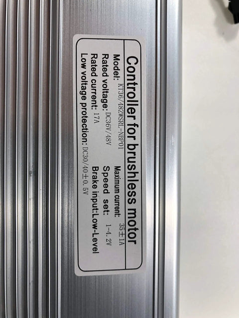 Universal 36V And 48V Brushless Dc Motor Controller For Ebikes Square Wave Torque Drive Lcd Ready close-up of specs label