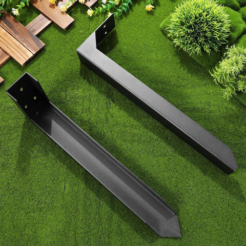 Two Pack Heavy Duty Metal Fence Post Repair Kit With Ground Spike Anchors For Tilted Or Broken Posts Quick Setup