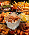 Eight Pack Mini Square Fry Baskets For Fries And Sides, 4.1 By 3.3 By 2.6 Inch Table Serving Fry Baskets, Iron Wire Chrome Plated, Silver