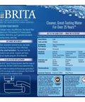 Packaging for Brita Faucet Filter with installation diagram and filtration details for On Tap Filtration System Replacement Filter White For Faucet, Easy Install Water Filter Cartridge, Long Lasting Filtration For Fresh Tasting H2O In Kitchen
