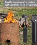 Image of Go To Bushcraft Hand Auger Wrench For Easy Wood Drilling By KOSIBATE with Leather Case, shown outdoors next to a fire pit.