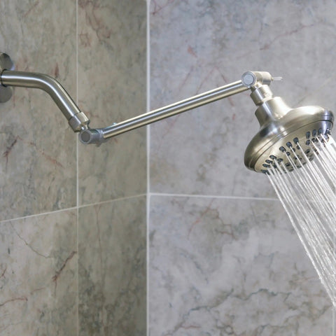 Adjustable 10 Inch Solid Brass Shower Arm Extender For Height And Angle Universal Fit For Rain And Handheld Heads Brushed Nickel Finish