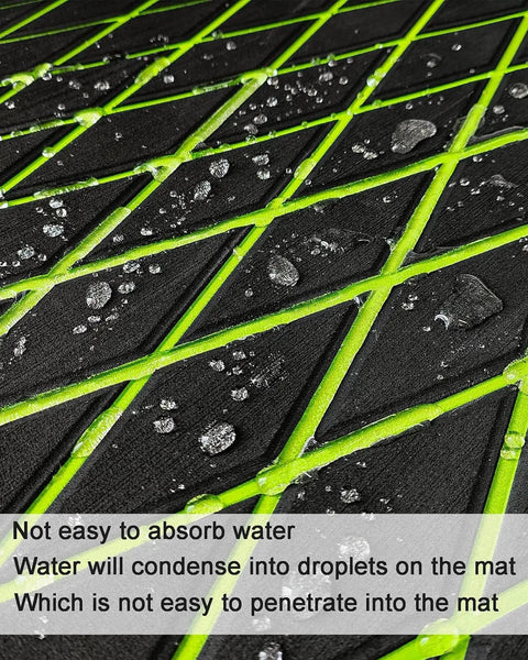 Close-up of diamond-patterned EVA Foam Boat Flooring Decking Sheet 6mm Thick Diamond Grippy Anti Slip Marine Mat with water droplets