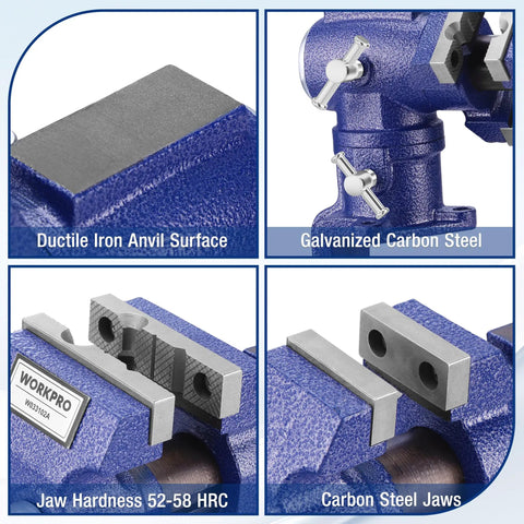 Dual Jaws Table Vise With 2.5 Inch Serrated Jaw And 1.5 Inch Smooth Jaw, 360 Degree Swivel Clamp On Bench Vise for various uses