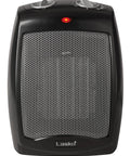 Front view of Compact Ceramic Space Heater CD09250 with adjustable thermostat, black, 9-inch, for tabletop or under desk use