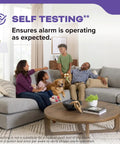 Family relaxing in living room with Two In One Smoke And Carbon Monoxide Detector With AA Battery Power, Model 30CUDR.