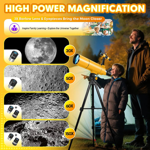 80mm Aperture 500mm Refractor Telescope For Adults And Kids With Fully Multi Coated Optics Easy Setup Bright Clear Views on tripod
