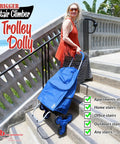 Person using Stair Climber Bigger Trolley Dolly Foldable Shopping Cart With Six Wheel Design for Easy Stair Climbing by the beach