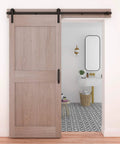 Builder Interior Sliding Barn Door Kit Two Piece 72 Inch Matte Black With All Mounting Hardware For Hanging A Barn Door Supports Openings Up To 36 Inches For Single Doors One And Three Eighths Inch To One And Three Quarters Inch Thick installed in living room