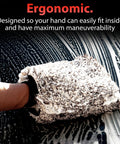 Dope Microfiber Car Wash Mitt With Plush Synthetic Fur Fibers for a Scratch Free Shine being used on a soapy car surface