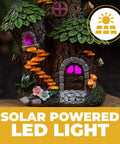 Mystic Gnome Fairy House Solar Light for Outdoor Decor with Color Changing LED Lantern and Stone Door, Halloween Vibe, Patio Charm